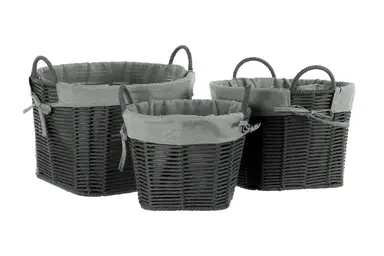 Interiors by Premier Set Of Three Lida Grey Round Storage Baskets