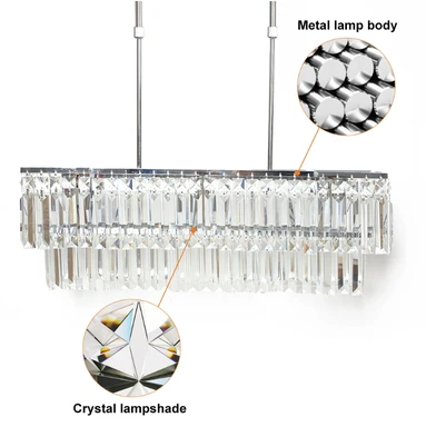 Homary Luxury Radiant Prismatic Clear Crystal 3-Light Pendant Light in Chrome
