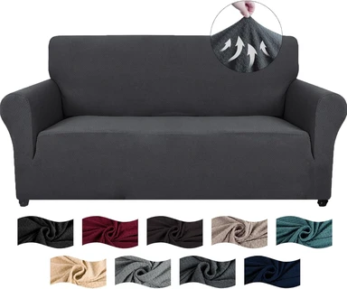 YSTYLE Stretch-Sofabezug, Couchbezug für Couch und Sofa, Möbelschutzbezug für Sofa mit elastischem Boden, 2-Sitzer, SJ, Dunkelgrau