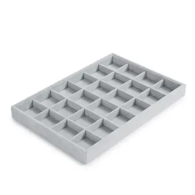 Oirlv 24 Schmucktablette mit 12 Fächern, Eisvelours, stapelbar, herausnehmbare Trennelemente, Aufbewahrung und Präsentation für Ringe und Ohrringe, Neujahr-Angebot, Top-Geschenkideen