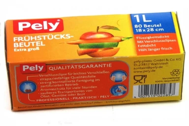Pely Frühstücksbeutel 1l inkl. Verschlussclipsen 80 St