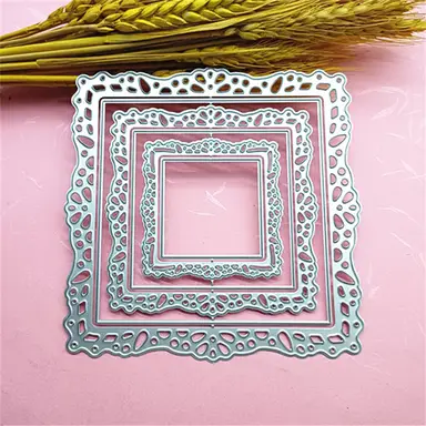 Square Hollow Lace Background Metal Cutting Dies for Card Making Kit Embossing Paper Die Cuts Set Scrapbook Stencils Supplies Machine Templates