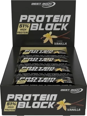 Best Body Nutrition Proteinblock, 90 g riegel, 15 x 90 g riegel in faltschachtel, Vanille
