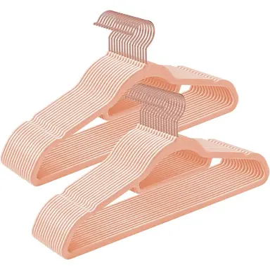 Velvet Hanger, 42.7×22×0.6cm, Rose Gold and Light Pink, Set of 30