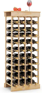 COSTWAY 40-Bottle Freestanding Wine Rack Storage Shelf with Tabletop