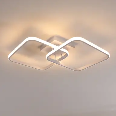 Goeco Moderne LED-Deckenleuchte 50W 5600LM Weiß Acryl 2 Quadratische Rahmen 3000K Warmweiß Ø69CM für Schlafzimmer Wohnzimmer