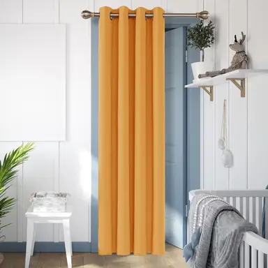 Deconovo Blackout Plain Curtain with 8 White Grommets, 1 Pc W132xL160, Orange