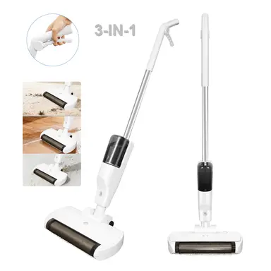 Cordless Wet Dry Vacuum Cleaner Mop, Electric Floor Washer, 60 Min Runtime & Blue Light Sterilisation & Water Spraying & 550 ml Water Tank & Removable Dust Container & Suitable for Various Surfaces