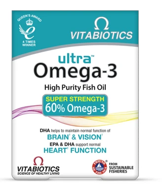 Vitabiotics Ultra Omega-3 High Purity Fish Daily Wellness Support Oil - 60 Capsules