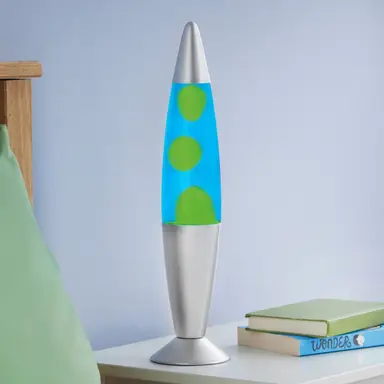 GLOBAL GIZMOS Lava Lamp Rocket Blue/Green/Silver