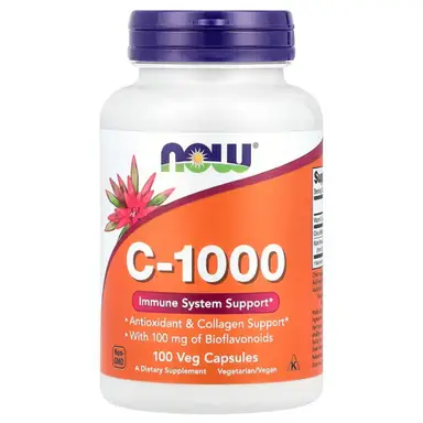 NOW Foods Vitamin C + Bioflavonoids Immune 1000mg Vegan Capsules - 100 Capsules