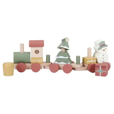 Little Dutch Kerst Blokkentrein Stapeltrain - Multikleur, 38,5 x 6,8 x 11 cm