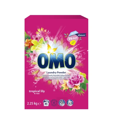 OMO Lessive poudre Lys tropical & Rose 45 lavages 2,25kg