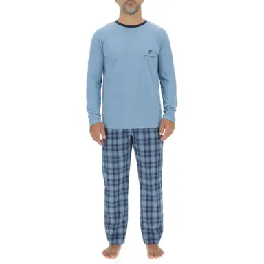 PIERRE CARDIN Pyjama pour homme ENL bleu clair/bleu - Taille XL