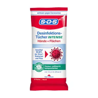 SOS Desinfektionstücher Extra Stark 10 Tücher