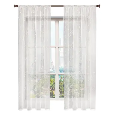 WOLTU 2x Kinderzimmer Vorhänge 2 Stück 140 x 225 cm, Moderne Stickerei, Vorhänge für Wohnzimmer Schlafzimmer Küche Badezimmer Beige