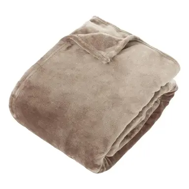 Atmosphera Couverture en flanelle beige lin 260x240cm d'Ollis