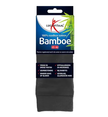 Lucovitaal Lange Sok Bamboe Maat 43–46 Antraciet
