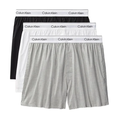 Calvin Klein Boxer Cintré 3 Pièces - Icon Cotton Stretch - Noir, Blanc, Gris L