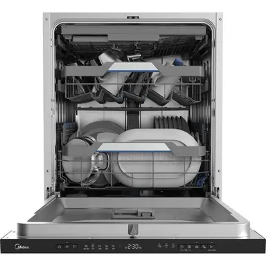 Midea MDWEB1403M(B)-WG-UK Full Size 60cm Wide Integrated Dishwasher With Cutlery Tray, Black, C Rated