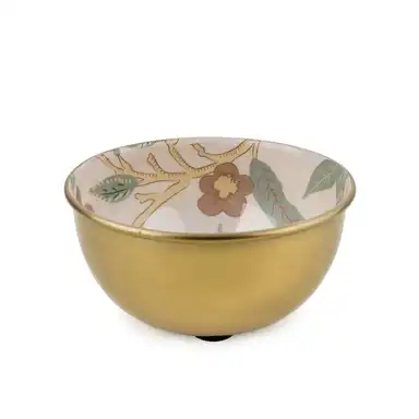 Candlelight Decorative Trinket Bowl Vintage Fruits Metal Gold D:13.5cm