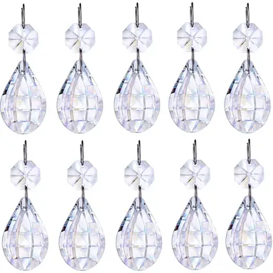 JU7CER 10PCS Crystal Octagonal Bead Light Decorations - Hanging Ornaments for Christmas Trees, Chandeliers, Weddings, Offices, Rooms & Home Decor, Christmas Must-Have