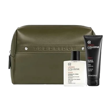 Collistar Herren-Geschenkbox nach der Rasur, für empfindliche Haut, 100 ml, belebendes Duschgel 100 ml, Clutch The Bridge