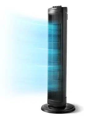 PELONIS Ventilateur colonne oscillant 30" - 3 réglages de vitesse, minuterie d'arrêt automatique 8 h, conception silencieuse et peu encombrante pour la maison et le bureau, propulsé par Midea