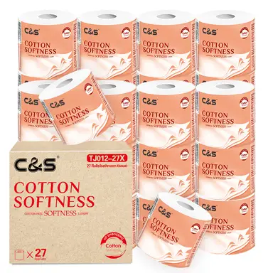 C&S 4-Ply 120g Toilet Paper, 27 Rolls – Skin-Friendly Softness, Extra-Thick; Strong, Won’t Clog the Toilet, Value Bulk Pack for Home Use