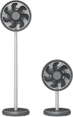 Duux Rize Personal Wireless Fan - 4 Variable Cooling Speeds, Telescopic Extendable Tube to Transform From Desk Fan to Standing Fan, Up to 15 Hours Battery, USB-C, Charcoal