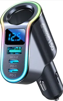 Joyroom Schnellladegerät fürs Auto 4in1 USB-A QC3.0 / 2xUSB-C PD 150W schwarz
