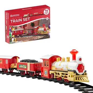 Christmas Workshop Red Christmas Train Set - 3 Carriages - B/O
