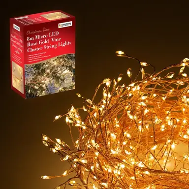 Christmas Workshop 8M 680 Micro LED Rose Gold Cluster String Lights