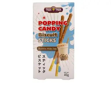 Tiger Tiger Popping Candy Biscuits Sticks Bubble Milk Tea 40g