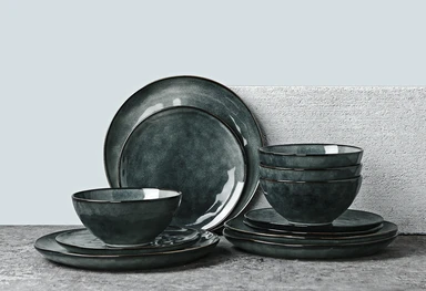 Richmount 6-teiliges rustikales rundes Geschirr-Set - Salbeigrün