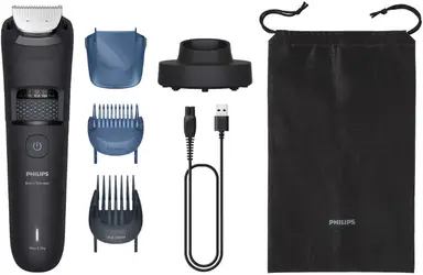 Philips Series 5000 baardtrimmer - Zelfslijpende metalen messen, 40 vergrendelbare lengte-instellingen, BeardSense technologie, haaropvangsysteem, 100% waterdicht, oplaadstation, zachte etui, BT5780/15