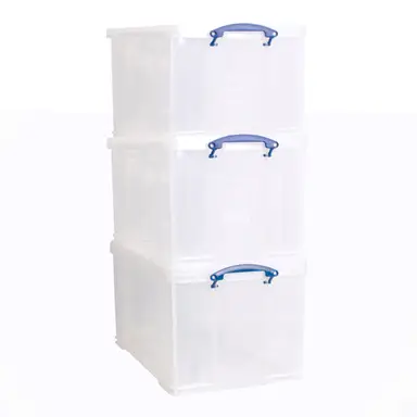 Really Useful Plastic Storage Box 84L Clear (Pack of 3)
