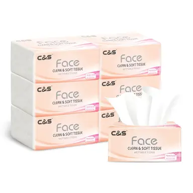 C&S Facial Tissues, Floral Scent,3-Ply, 720 Sheets (120 Sheets * 6 Packs), Family Sharing Pack, Economical