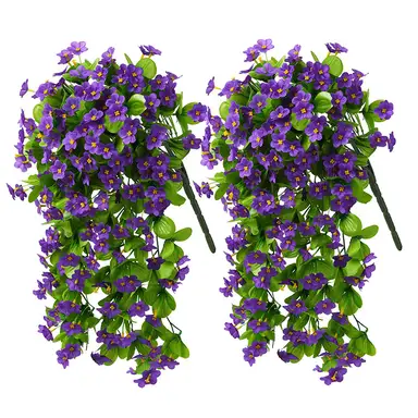 2PCS 30.7in/78cm
Artificial Fake Hanging Flowers Plants for Outdoor Spring Summer Decoration, Faux Silk Violet Look Real Trailing Vines for Outside Home Planter Porch Patio（purple）