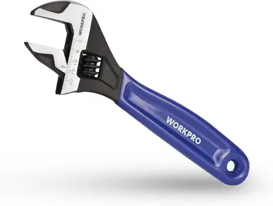 WORKPRO 150 mm Adjustable Wrench Adjustable Metric Spanner Made of Cr-V Steel and Soft Bi-Material Handle