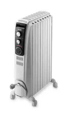 De'Longhi Dragon 4 Oil Filled Radiator – 2000W, 8 Fins, 24h Timer, Chimney Effect – White,TRD40820T