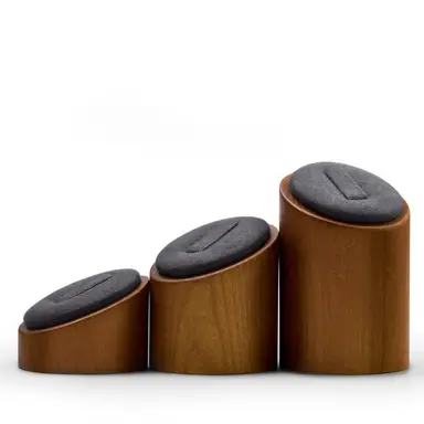 Oirlv wood  3 Pcs Ring Display Holder Stand for Men Women Showcase Jewelry Organizer Holder For Rings Trade Show Countertop Ring Bearer