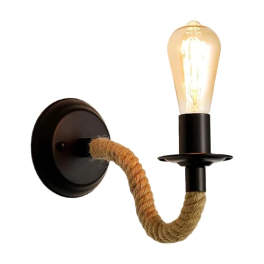 Goeco Vintage Wandlampen 2er-Pack Hanfseil E27 Retro Innenwandbeleuchtung für Flur Loft Schlafzimmer Café Bar (ohne Leuchtmittel)