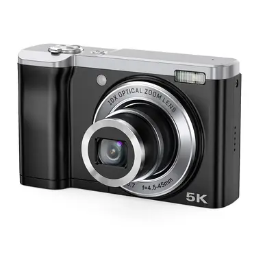 Appareil Photo Numérique Songdian 5K 56MP avec Zoom Optique 10X, Double Objectif Avant et Arrière pour Étudiants, Adolescents et Débutants - Noir