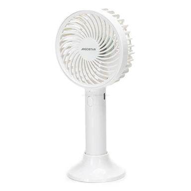 Aigostar Handventilator, 4 Zoll, 3 Flügel, 3 Geschwindigkeiten, 1500 mAh, Weiß
