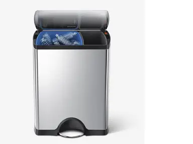 Simplehuman 46L Rectangular Recycling Bin, Brushed Stainless Steel