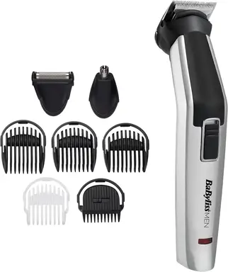 BaByliss MT726E 8-in-1 Titanium Multi Trimmer Kit, 60 Minuten Laufzeit, Präzisionskopf mit Titanium-Klingen, Rasierkopf, 3 Bartführungen, Nasen-/Ohrkopf, 1 Körperführung
