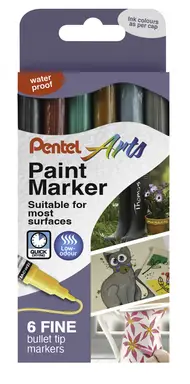 Pentel Fine Paint Marker Metallic Colours Pack of 6