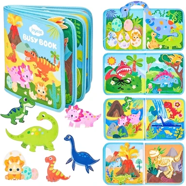 JoyCat Dinosaur Busy Book Quiet Travel Activity Board for Toddlers Aged 2-5 1 Set