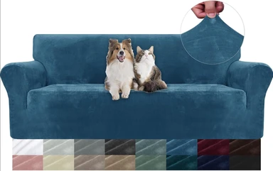 YSTYLE Stretch-Sofabezug, Couchbezug für Couch und Sofa, Möbelschutzbezug für Sofa mit elastischem Boden, 3-Sitzer, YHR, Pfau-Blau